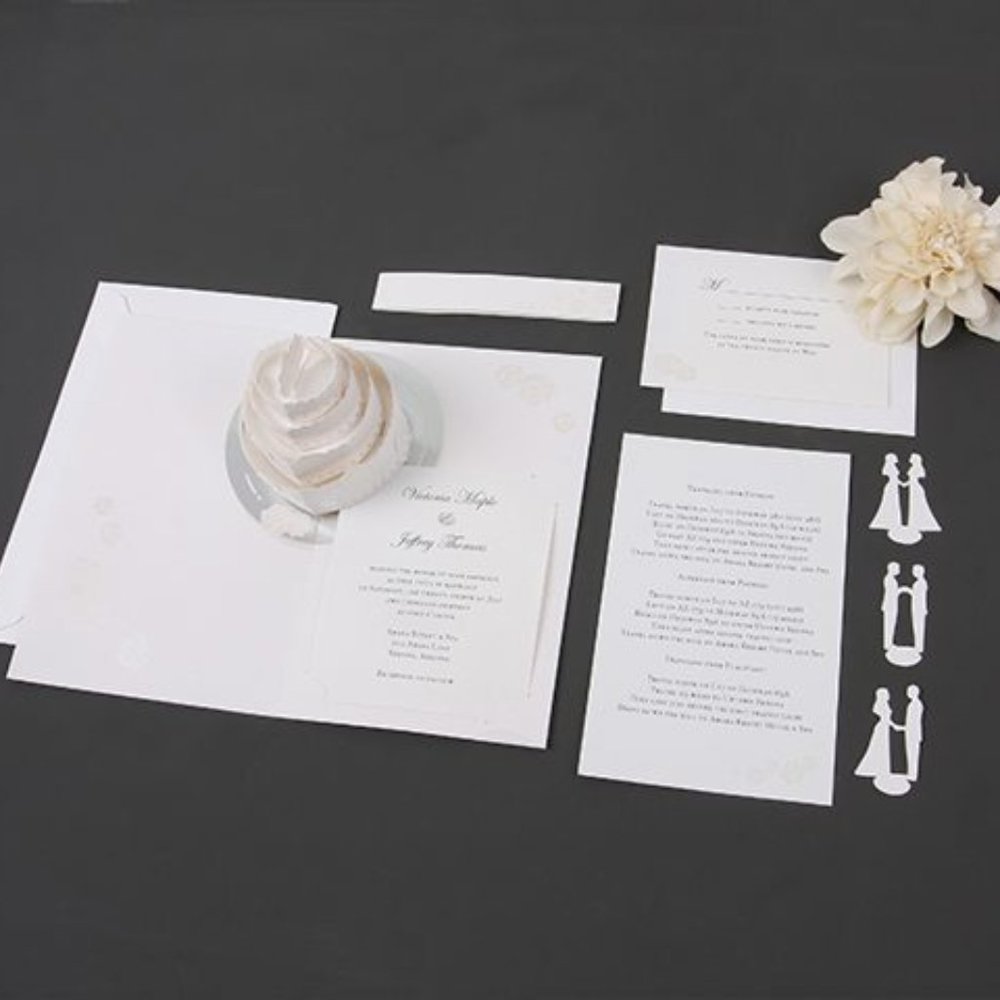 Set of 24 pop up wedding cake design invitations